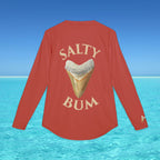 mens uv protection shirt with shark teeth logo back