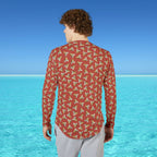 mens uv protection shirt with shark teeth back