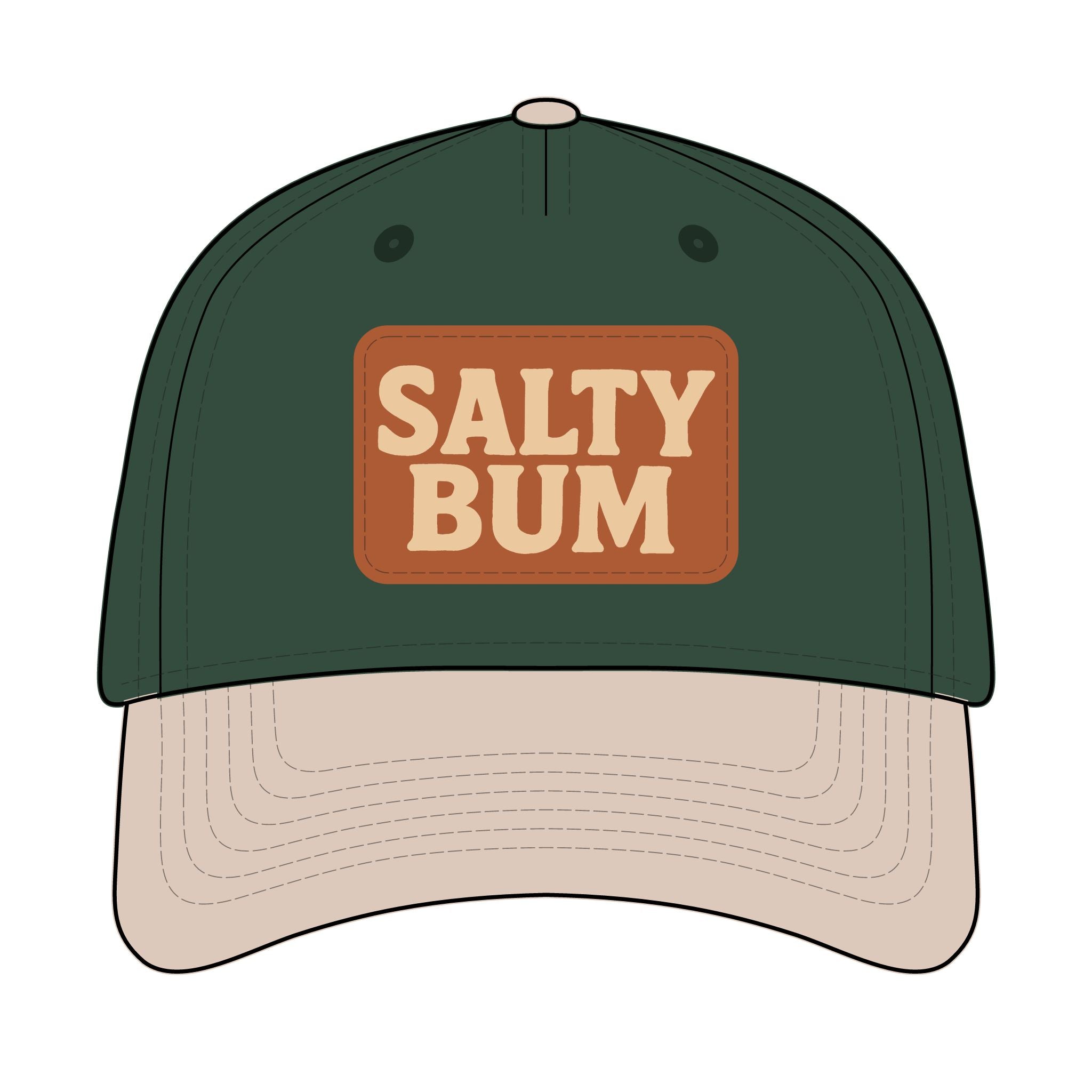 Salty Bum Leather Patch Baseball Cap