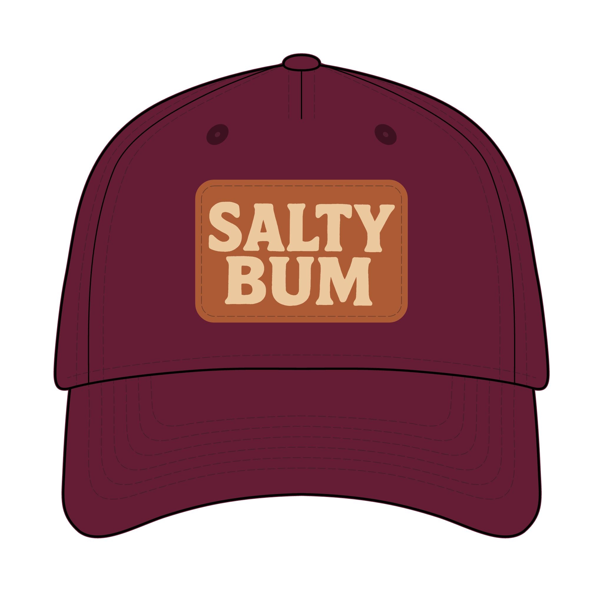 Salty Bum Leather Patch Baseball Cap