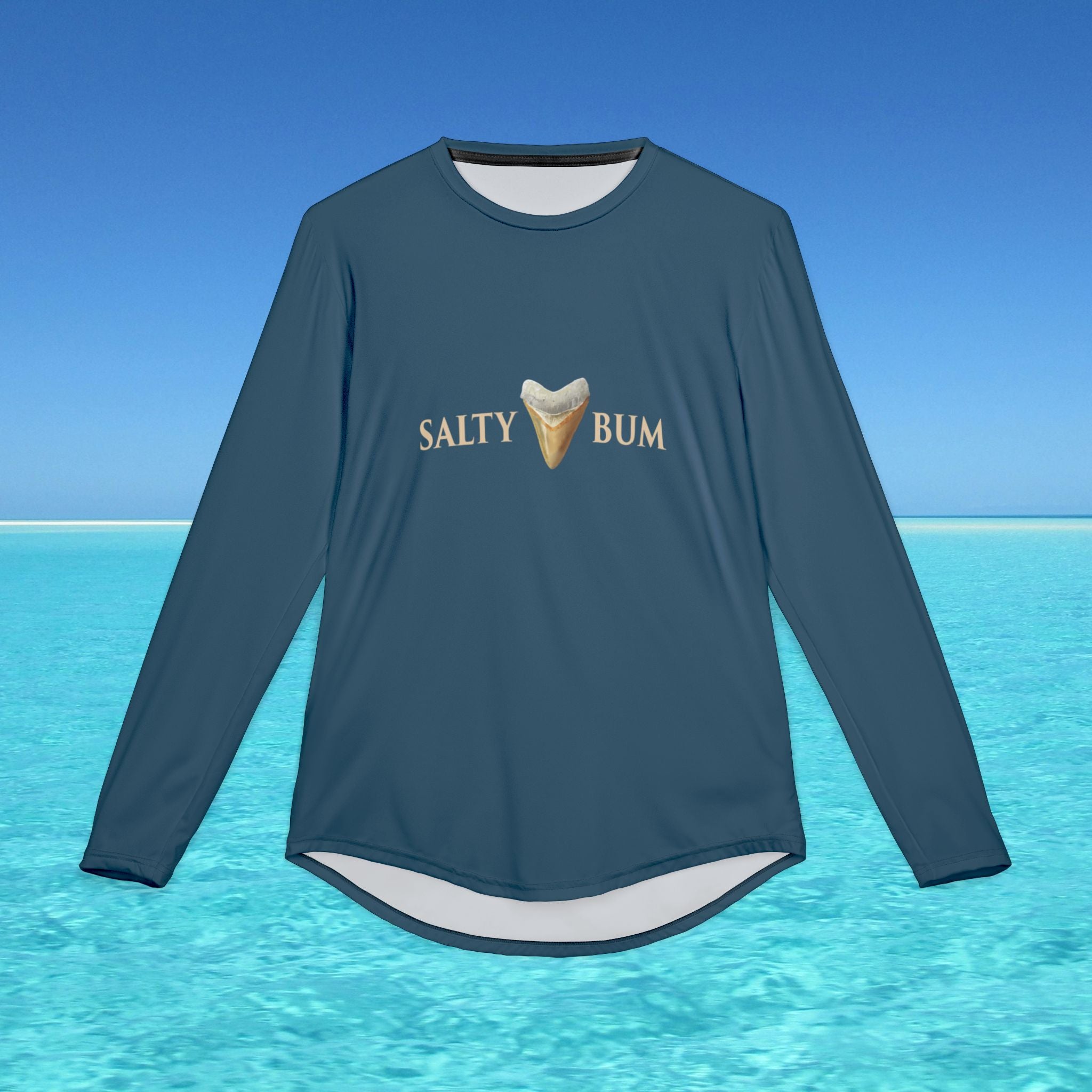 Men's UV Protection Long Sleeve with Shark Tooth Salty Bum Logo (Navy)