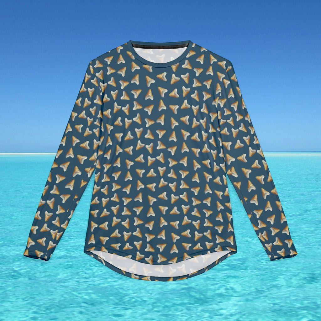 Men's UV Long Sleeve with Megalodon Shark Teeth (Navy)