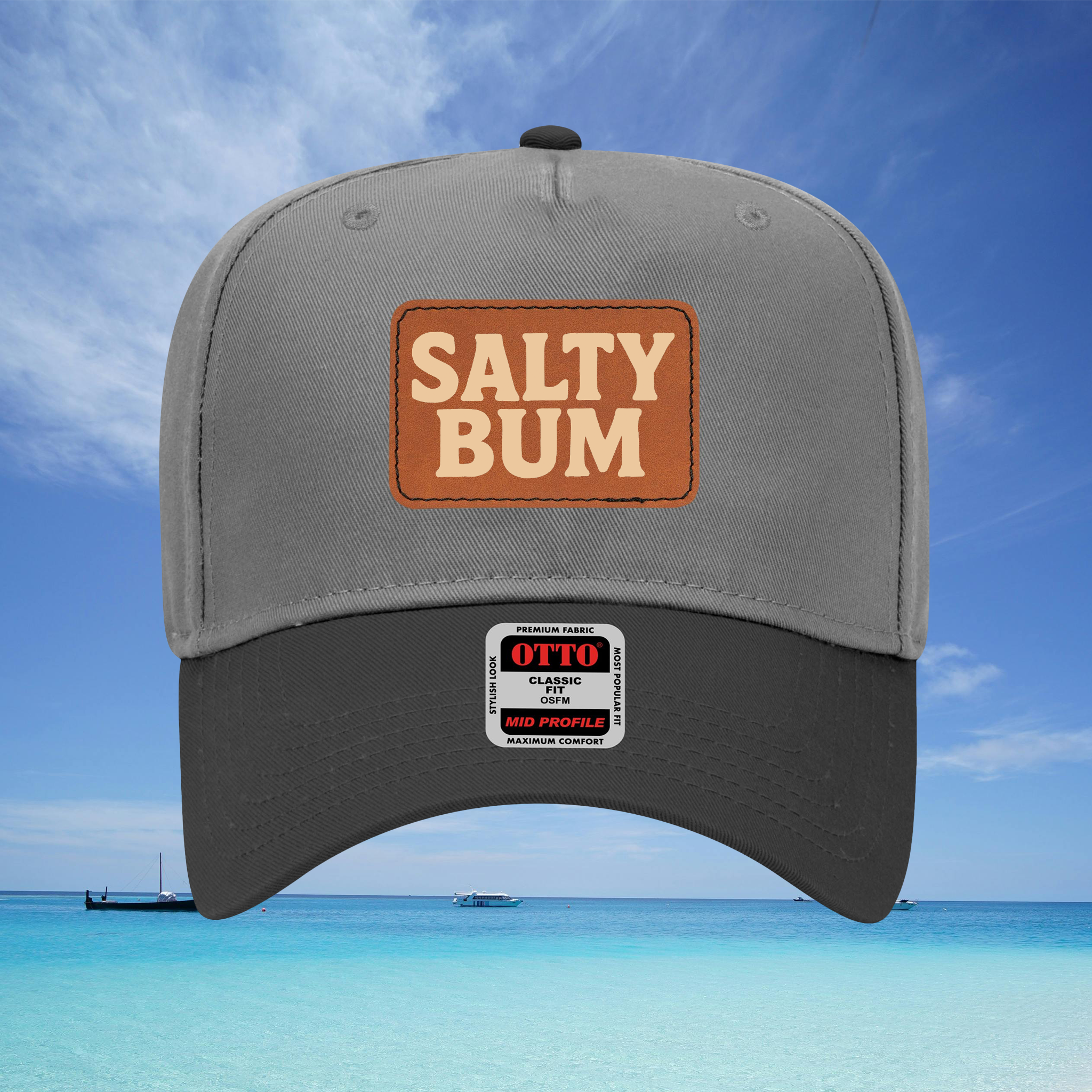Salty Bum Leather Patch Baseball Cap