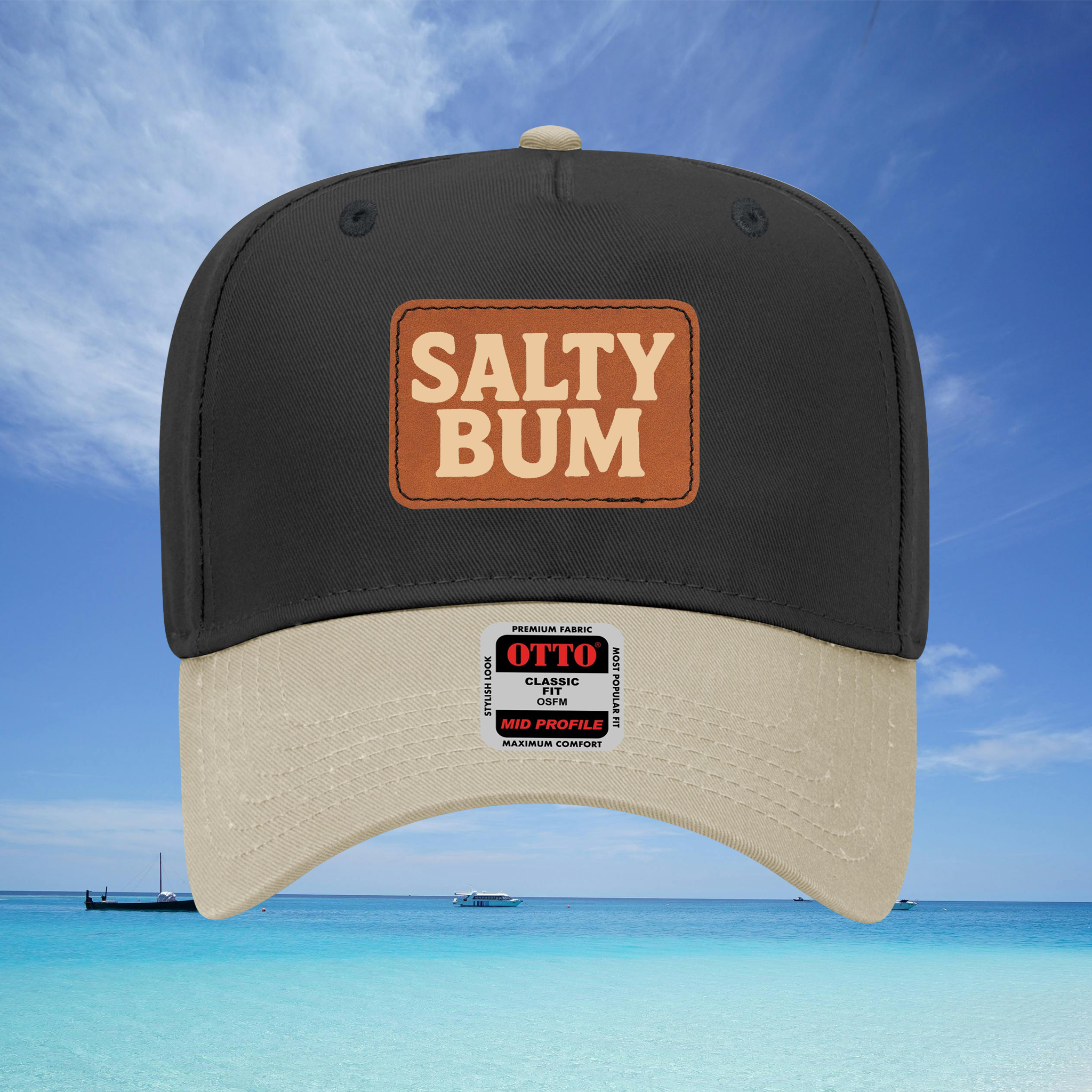 Salty Bum Leather Patch Baseball Cap