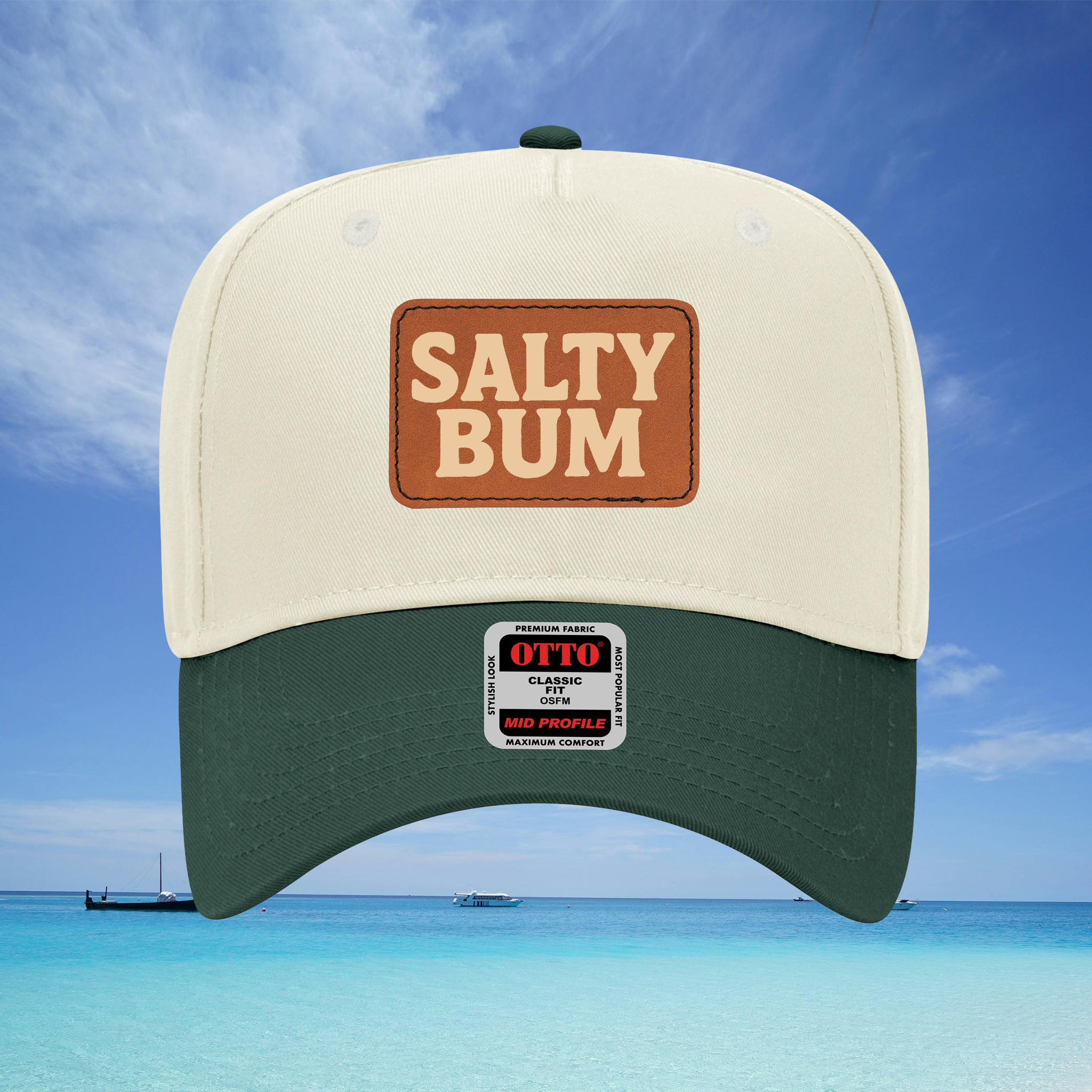 Salty Bum Leather Patch Baseball Cap