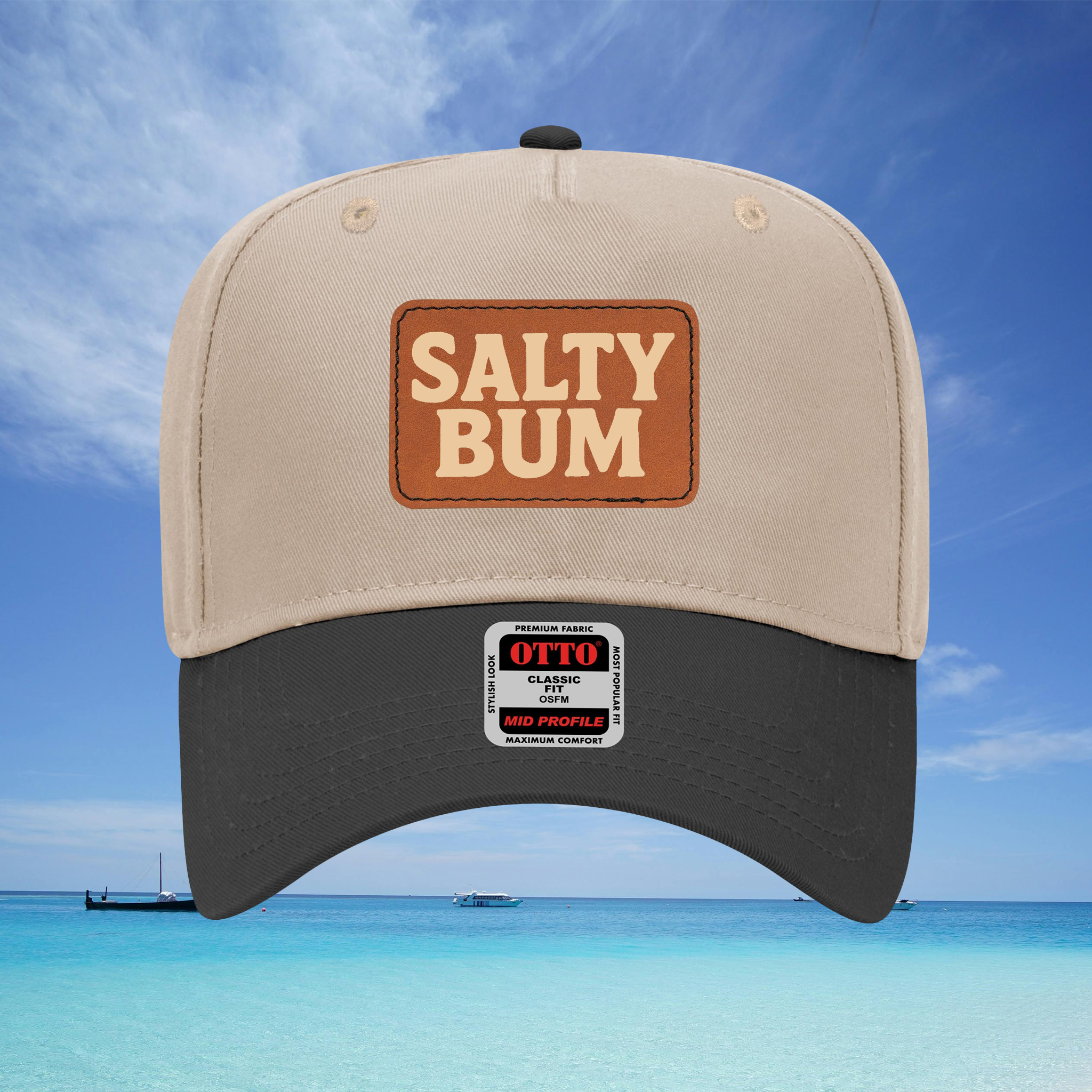 Salty Bum Leather Patch Baseball Cap