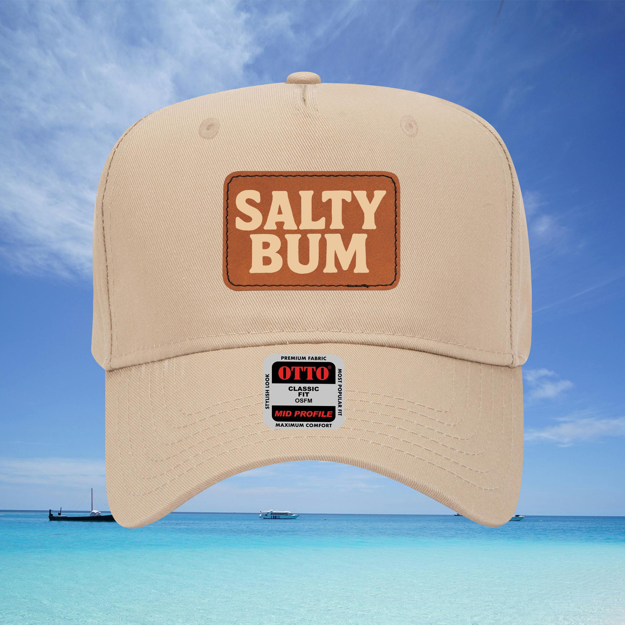 Salty Bum Leather Patch Baseball Cap