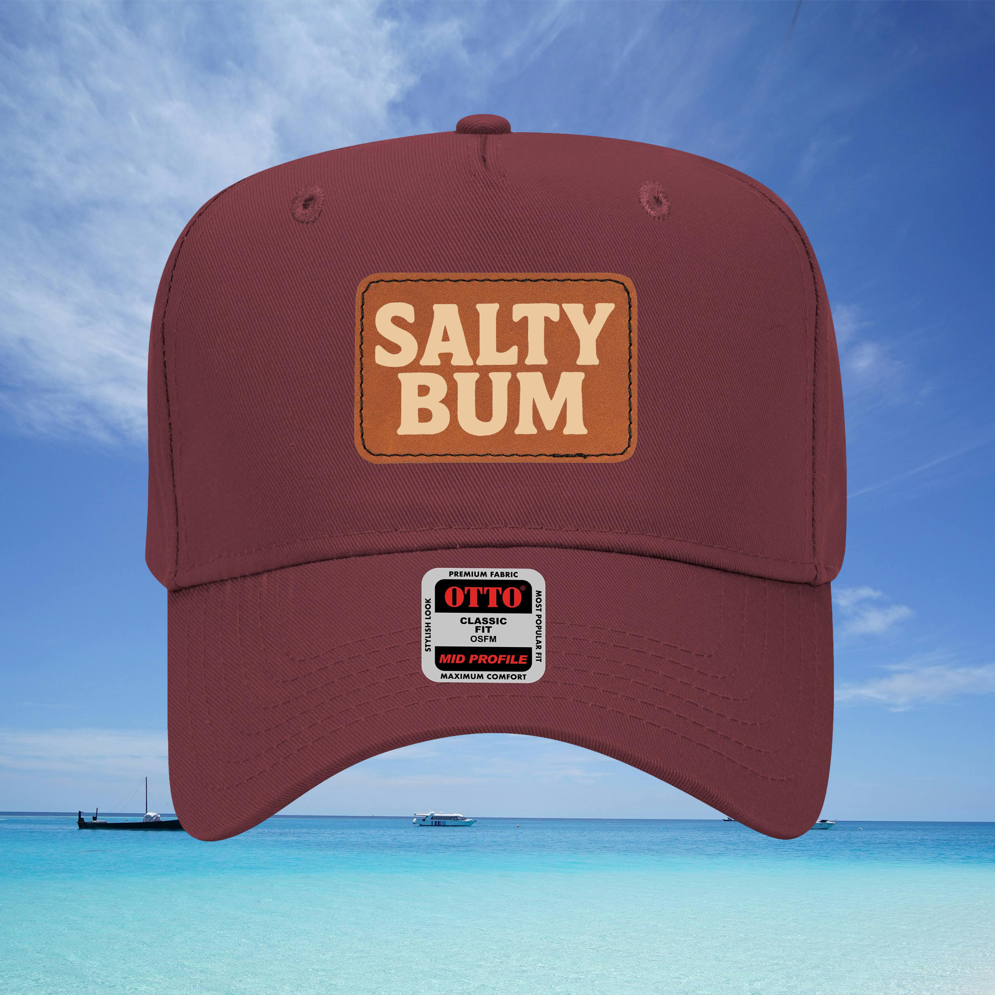 Salty Bum Leather Patch Baseball Cap