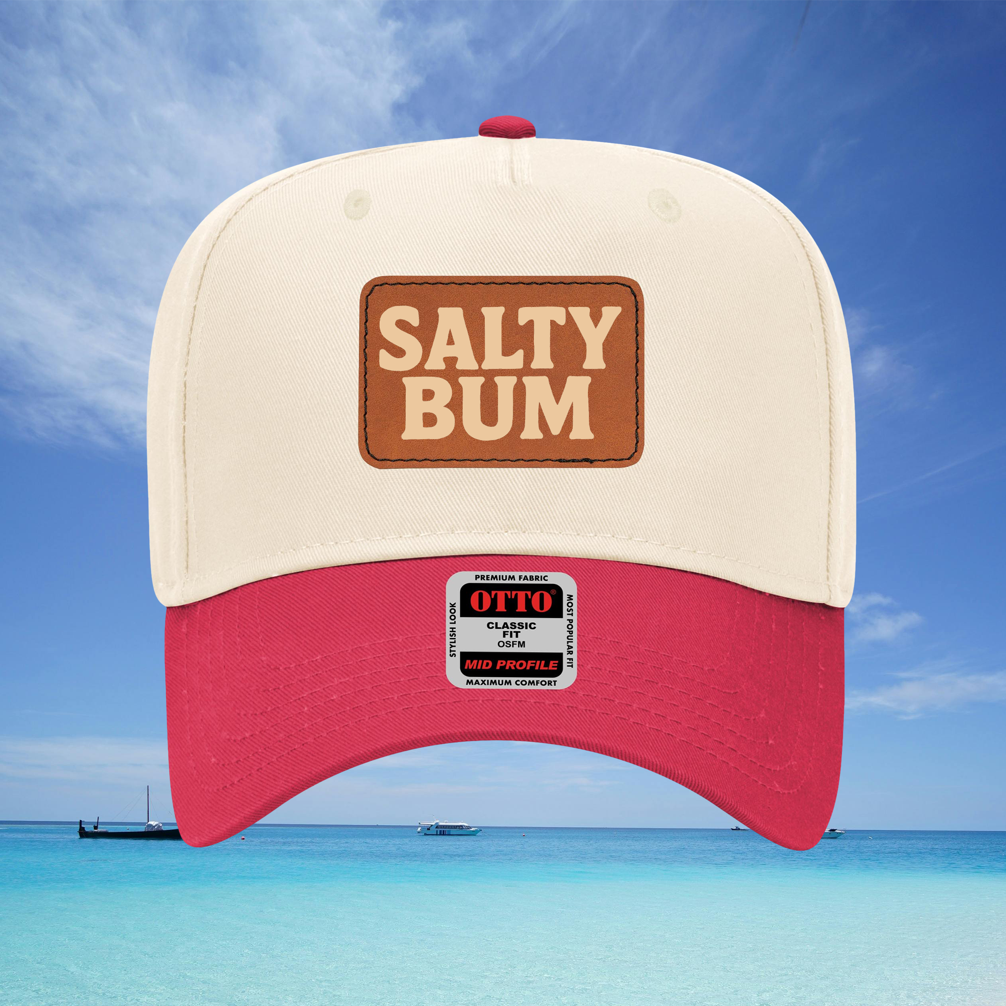 Salty Bum Leather Patch Baseball Cap