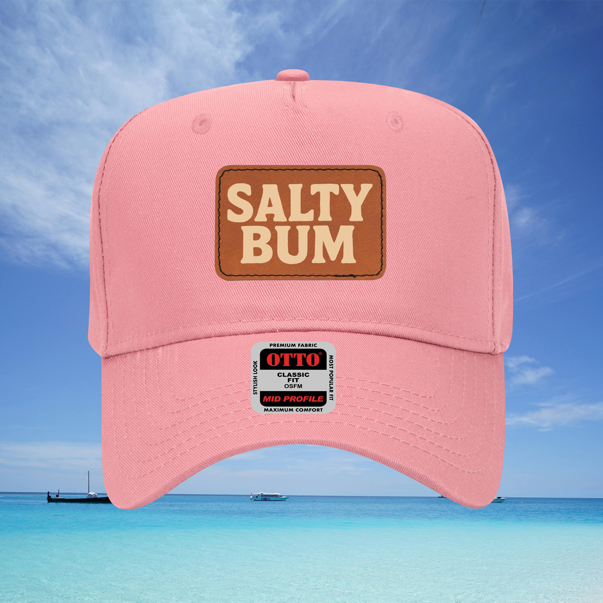 Salty Bum Leather Patch Baseball Cap