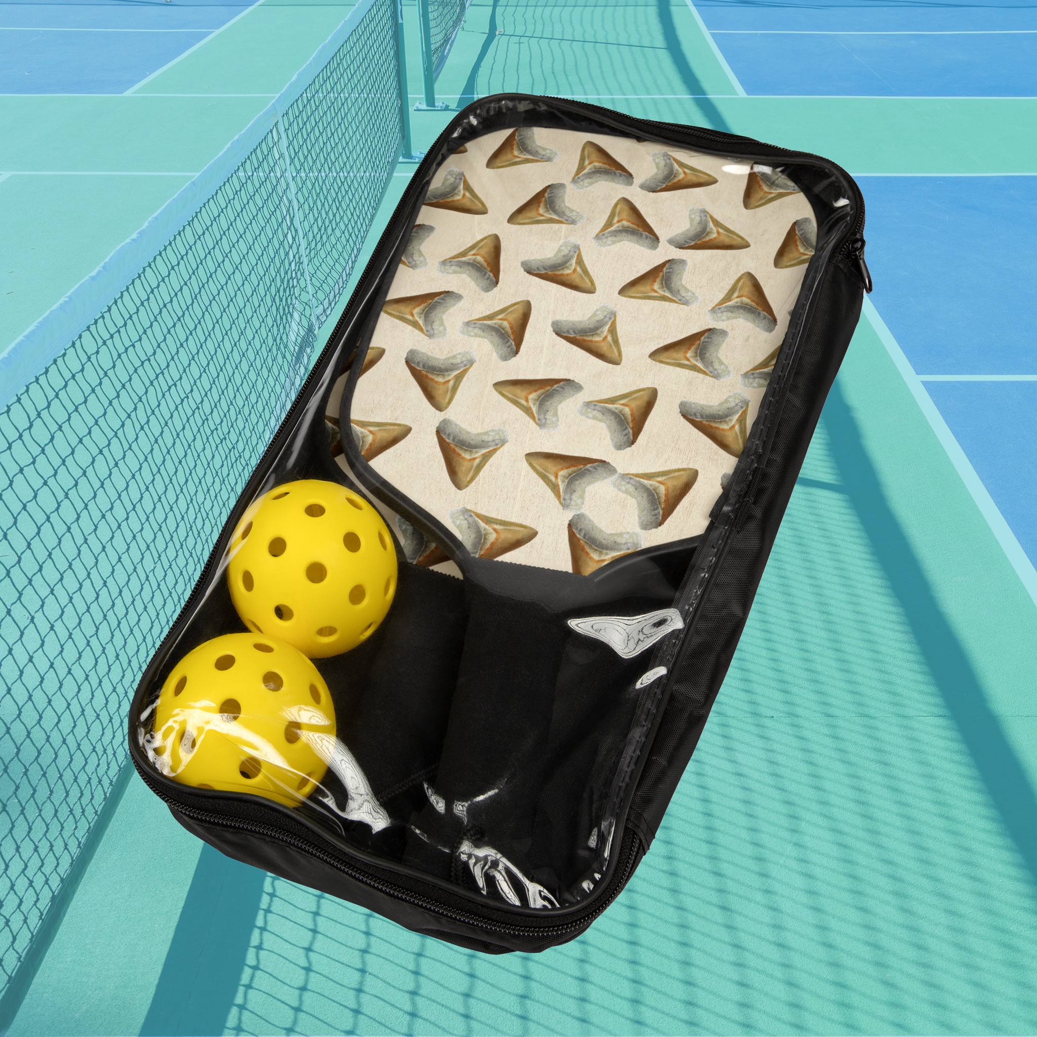 Megalodon shark tooth Patterned Pickleball Kit with Two Paddles & Balls